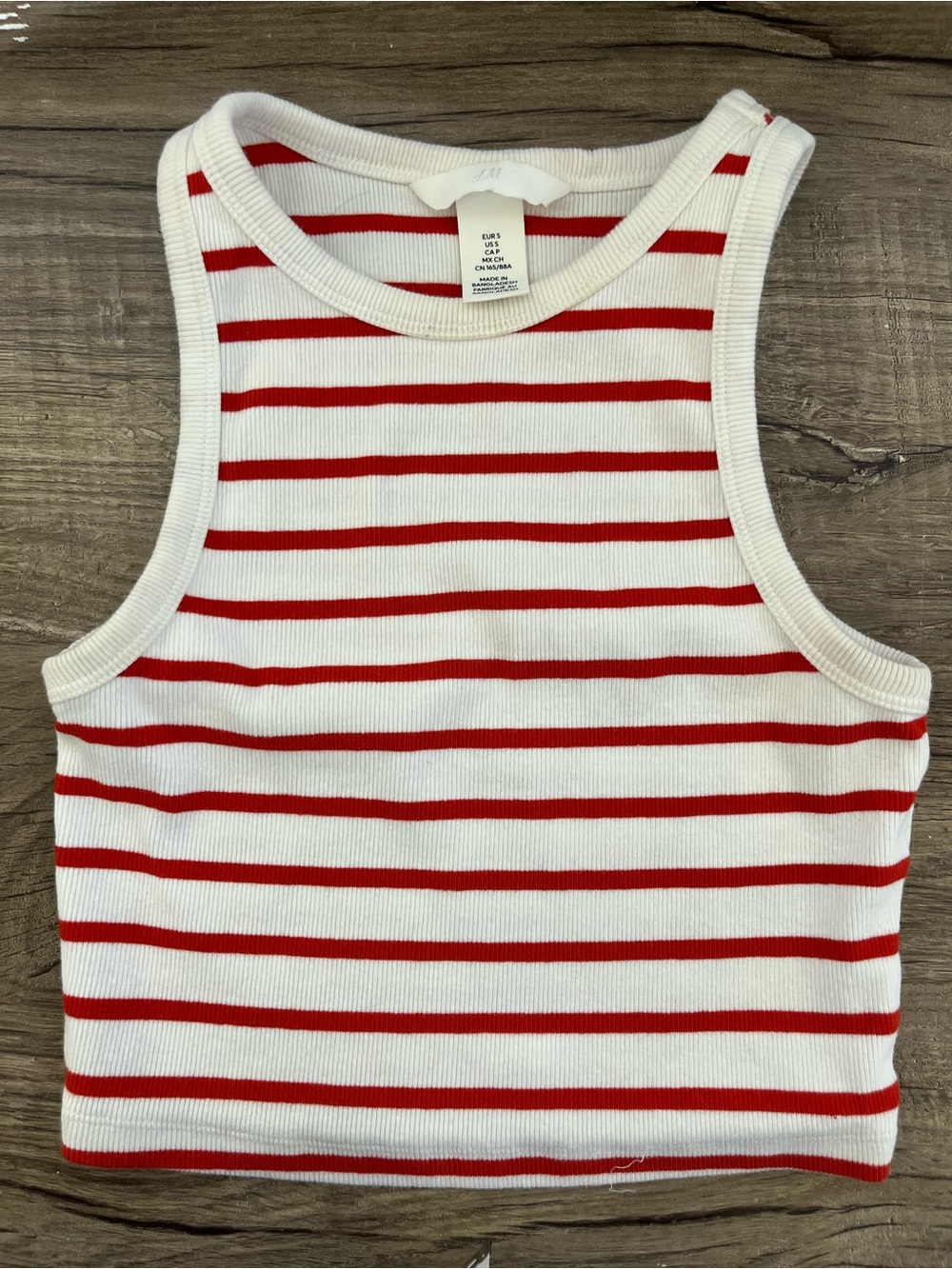 H&M White and Red Striped Tank Top